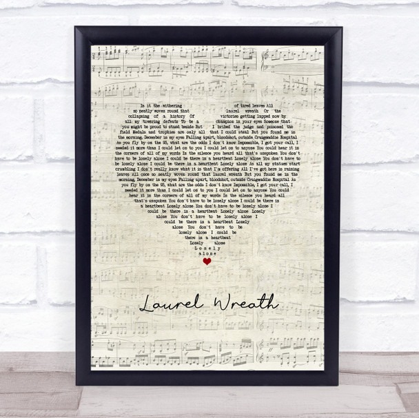 Bear's Den Laurel Wreath Script Heart Song Lyric Wall Art Print