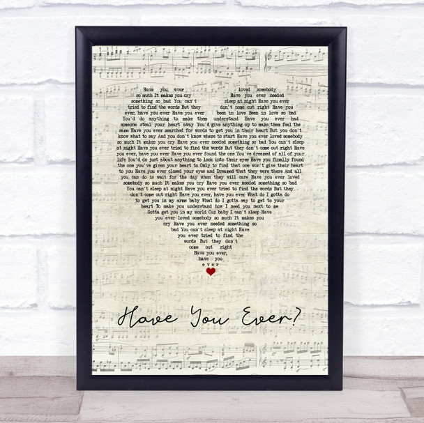 Brandy Have You Ever Script Heart Song Lyric Wall Art Print