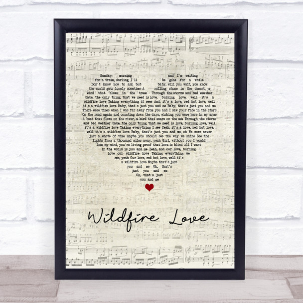 Hootie & The Blowfish Wildfire Love Script Heart Song Lyric Wall Art Print