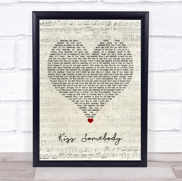 Morgan Evans Kiss Somebody Script Heart Song Lyric Wall Art Print