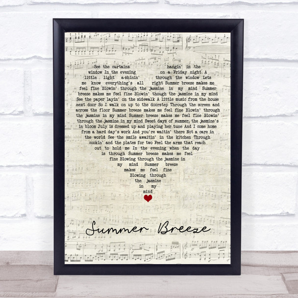 Seals & Crofts Summer Breeze Script Heart Song Lyric Wall Art Print