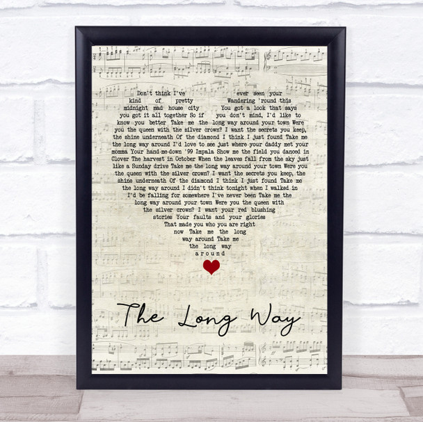 Brett Eldredge The Long Way Script Heart Song Lyric Wall Art Print