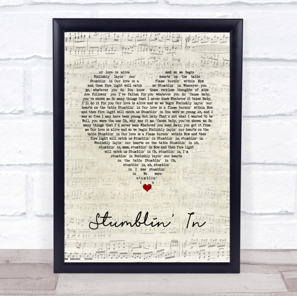 Chris Norman & Suzi Quatro Stumblin' In Script Heart Song Lyric Wall Art Print