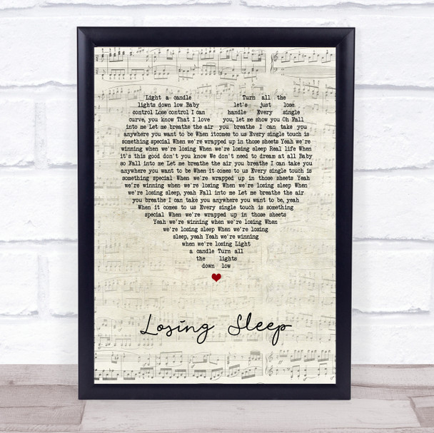 Chris Young Losing Sleep Script Heart Song Lyric Wall Art Print