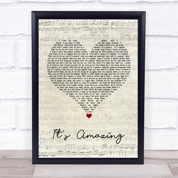 Cody Johnson It's Amazing Script Heart Song Lyric Wall Art Print