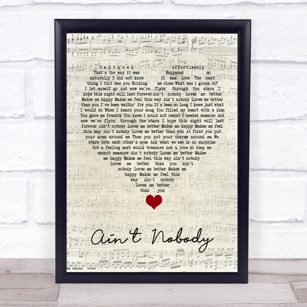 Jasmine Thompson Ain't Nobody Script Heart Song Lyric Wall Art Print