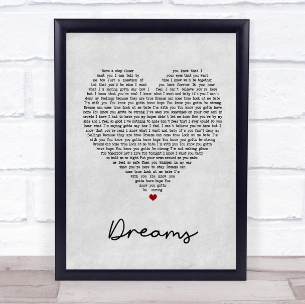 Gabrielle Dreams Grey Heart Song Lyric Music Wall Art Print