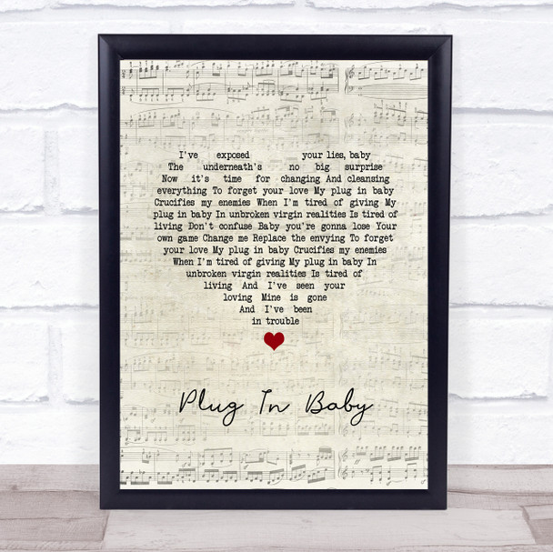 Muse Plug In Baby Script Heart Song Lyric Wall Art Print