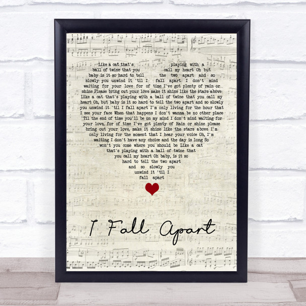 Rory Gallagher I Fall Apart Script Heart Song Lyric Wall Art Print