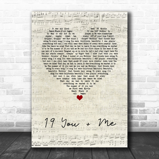 Dan + Shay 19 You + Me Script Heart Song Lyric Wall Art Print