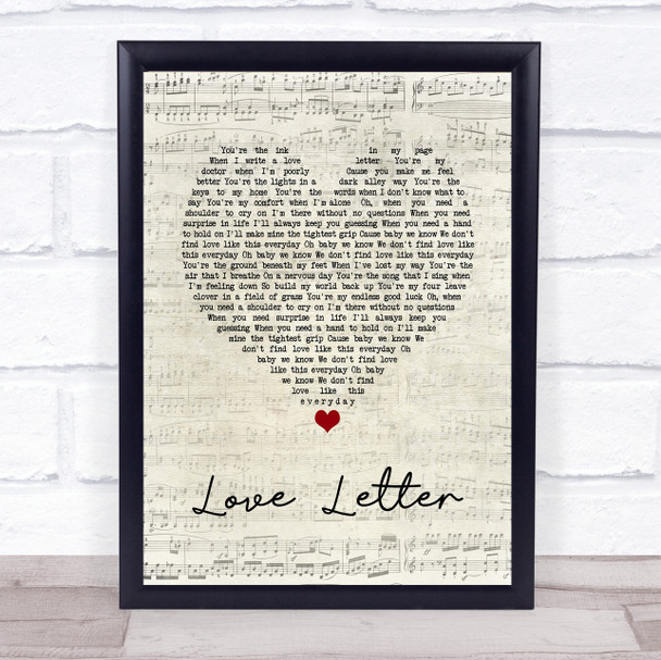 Jessie J Love Letter Script Heart Song Lyric Wall Art Print