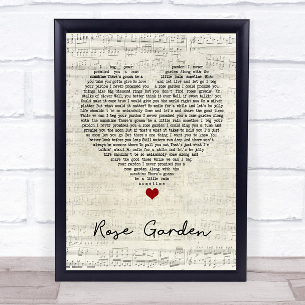 KD Lang Rose Garden Script Heart Song Lyric Wall Art Print