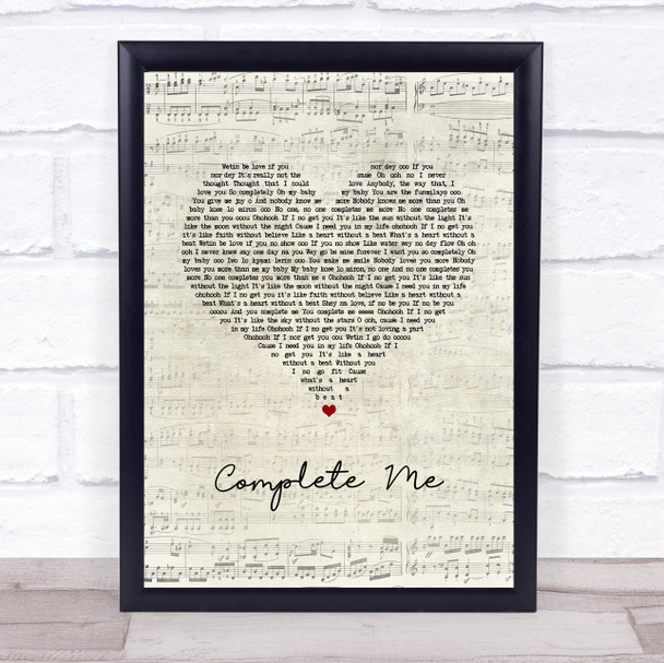 Simi Complete Me Script Heart Song Lyric Wall Art Print