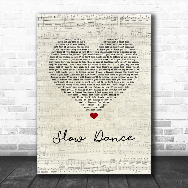 AJ Mitchell & Ava Max Slow Dance Script Heart Song Lyric Wall Art Print