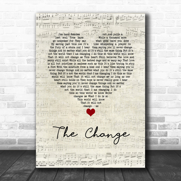 Garth Brooks The Change Script Heart Song Lyric Wall Art Print