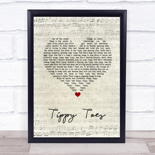 Nancy Sinatra & Lee Hazlewood Tippy Toes Script Heart Song Lyric Wall Art Print