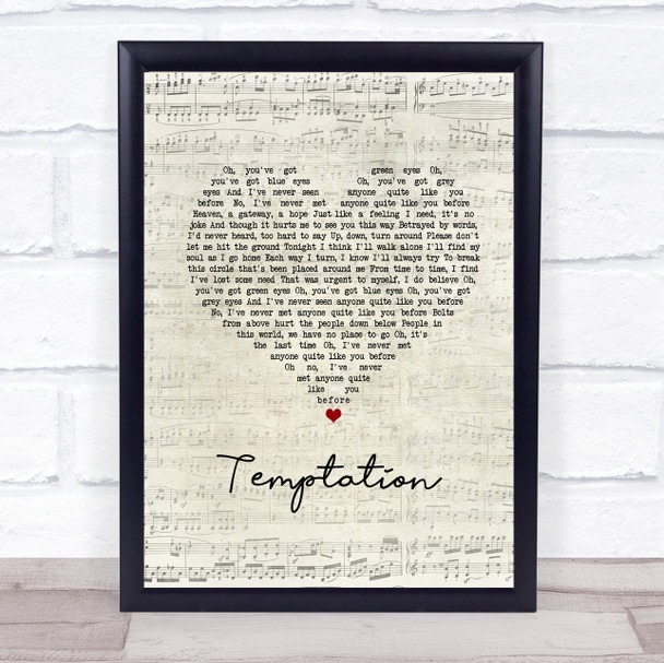 New Order Temptation Script Heart Song Lyric Wall Art Print