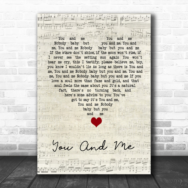 Penny And The Quarters You And Me Script Heart Song Lyric Wall Art Print