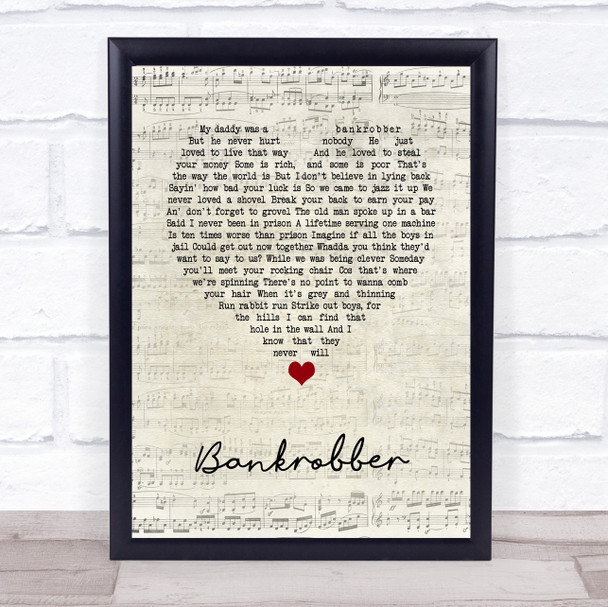 The Clash Bankrobber Script Heart Song Lyric Wall Art Print