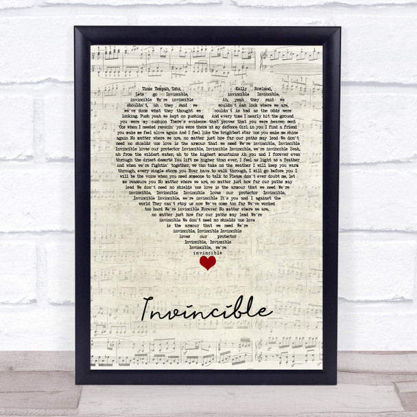 Tinie Tempah Invincible Script Heart Song Lyric Wall Art Print