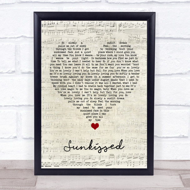 Khai Dreams Sunkissed Script Heart Song Lyric Wall Art Print