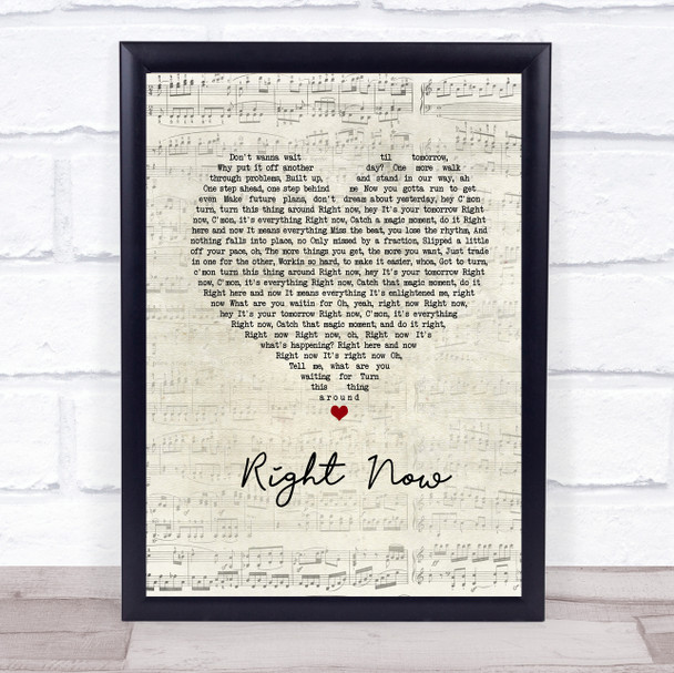 Van Halen Right Now Script Heart Song Lyric Wall Art Print