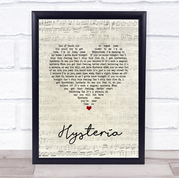 Def Leppard Hysteria Script Heart Song Lyric Wall Art Print