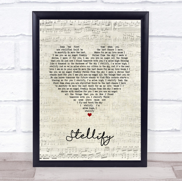 Ian Brown Stellify Script Heart Song Lyric Wall Art Print