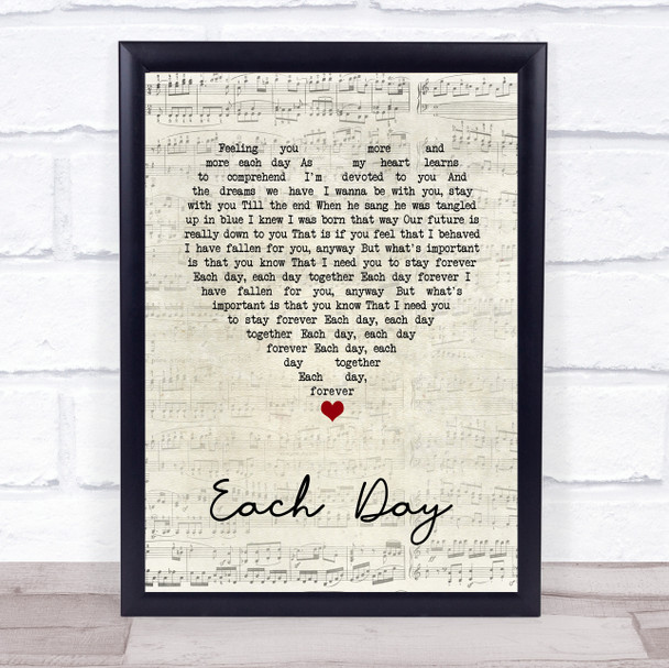 Simply Red Each Day Script Heart Song Lyric Wall Art Print