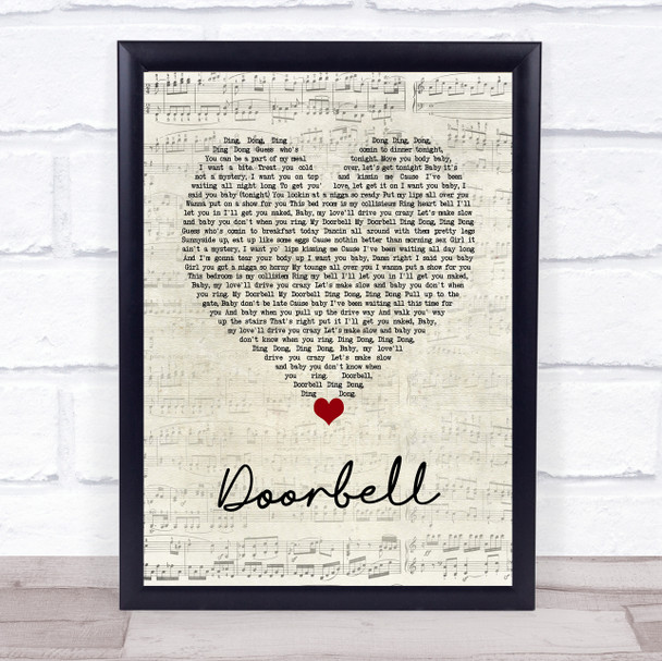 Trey Songz Doorbell Script Heart Song Lyric Wall Art Print