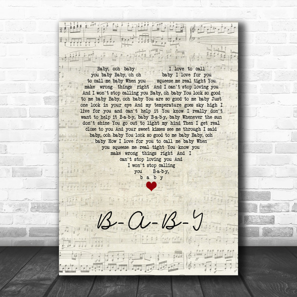 Carla Thomas B-A-B-Y Script Heart Song Lyric Wall Art Print