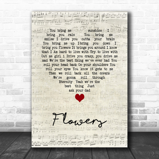 Cross Canadian Ragweed Flowers Script Heart Song Lyric Wall Art Print