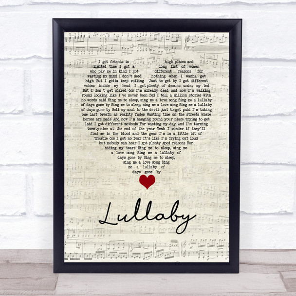 Gerry Cinnamon Lullaby Script Heart Song Lyric Wall Art Print