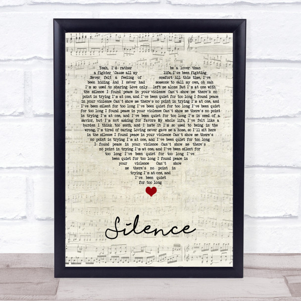 Marshmello ft Khalid Silence Script Heart Song Lyric Wall Art Print
