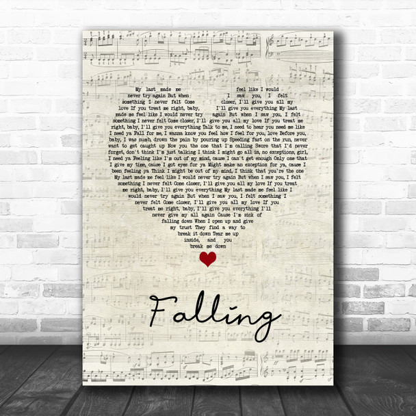 Trevor Daniel Falling Script Heart Song Lyric Wall Art Print