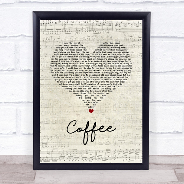 Tori Kelly Coffee Script Heart Song Lyric Wall Art Print