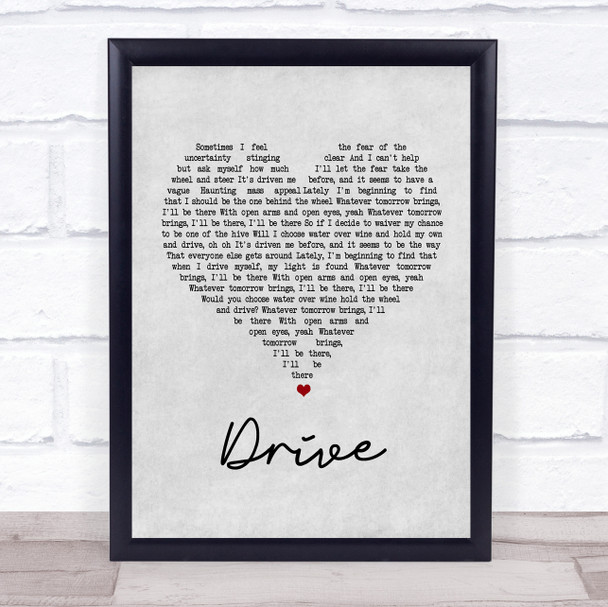 Incubus Drive Grey Heart Song Lyric Music Wall Art Print