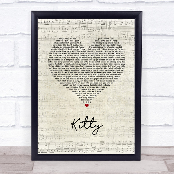 Joe Weller Kitty Script Heart Song Lyric Wall Art Print