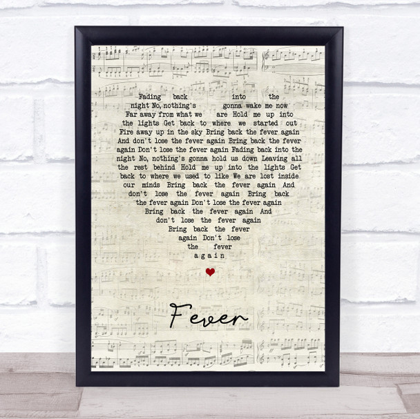 Roosevelt Fever Script Heart Song Lyric Wall Art Print
