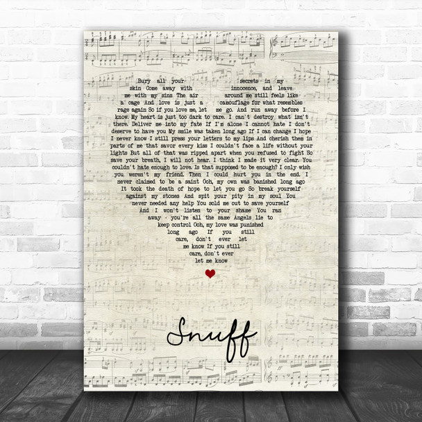 Slipknot Snuff Script Heart Song Lyric Wall Art Print