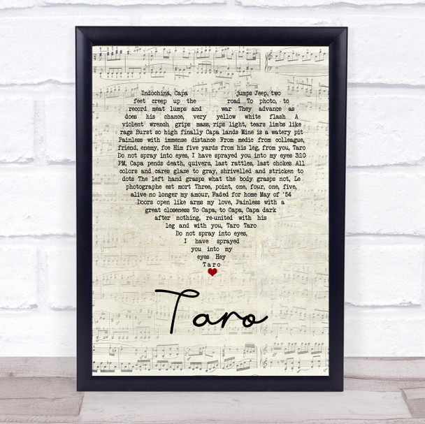 alt-J Taro Script Heart Song Lyric Wall Art Print