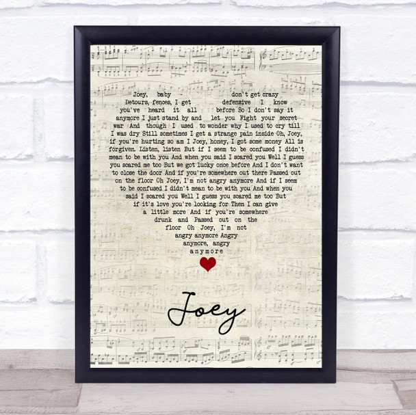Concrete Blonde Joey Script Heart Song Lyric Wall Art Print