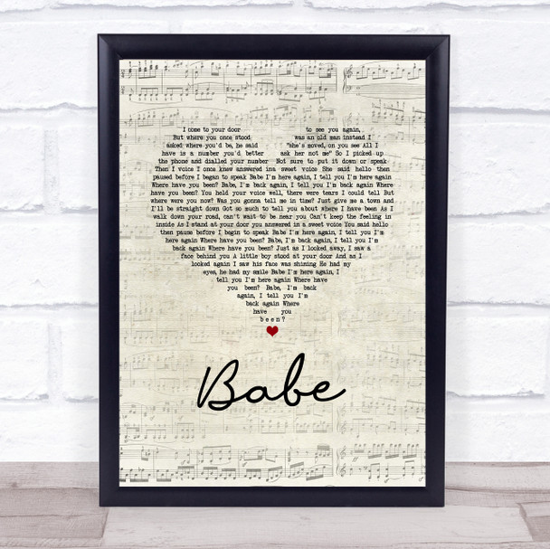 Take That Babe Script Heart Song Lyric Wall Art Print