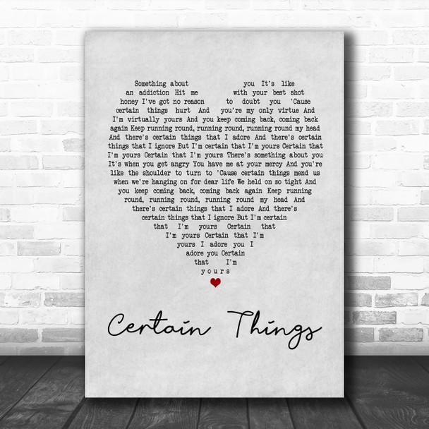 James Arthur Certain Things Grey Heart Song Lyric Music Wall Art Print James Arthur Certain Things Grey Heart Song Lyric Music Wall Art Print