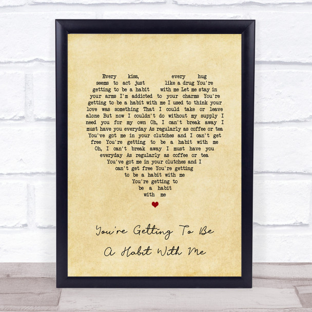 Frank Sinatra You're Getting To Be A Habit With Me Vintage Heart Song Lyric Wall Art Print