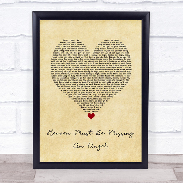 Tavares Heaven Must Be Missing An Angel Vintage Heart Song Lyric Wall Art Print