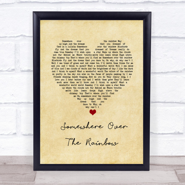 Israel Kamakawiwo'ole Somewhere Over The Rainbow Vintage Heart Song Lyric Wall Art Print