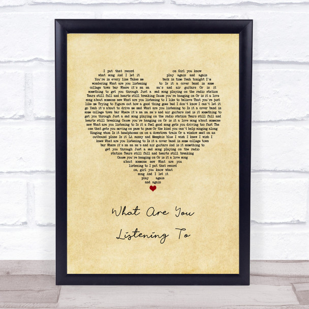 Chris Stapleton What Are You Listening To Vintage Heart Song Lyric Wall Art Print