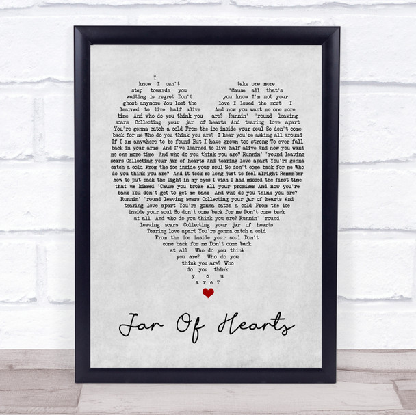 Jar Of Hearts Christina Perri Grey Heart Song Lyric Music Wall Art Print