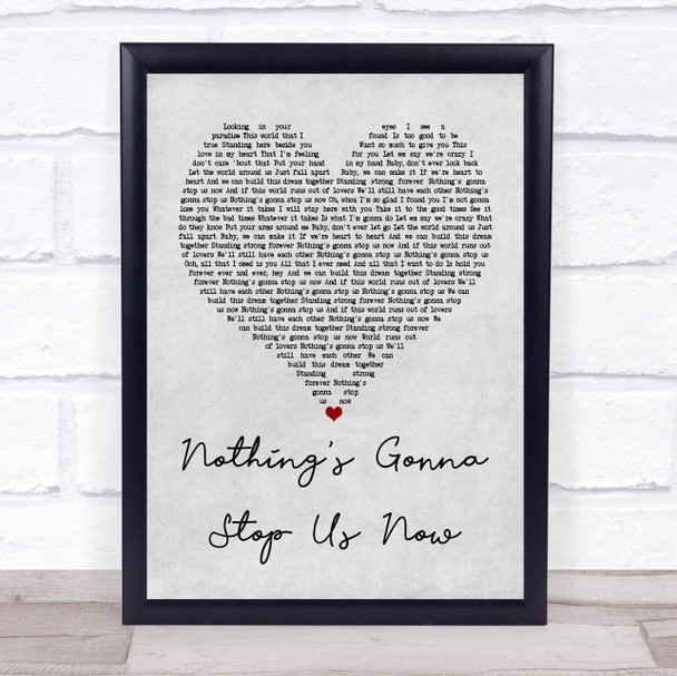 Jefferson Starship Nothing's Gonna Stop Us Now Grey Heart Song Lyric Music Wall Art Print